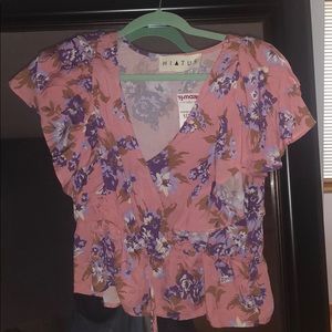 Floral wrap top